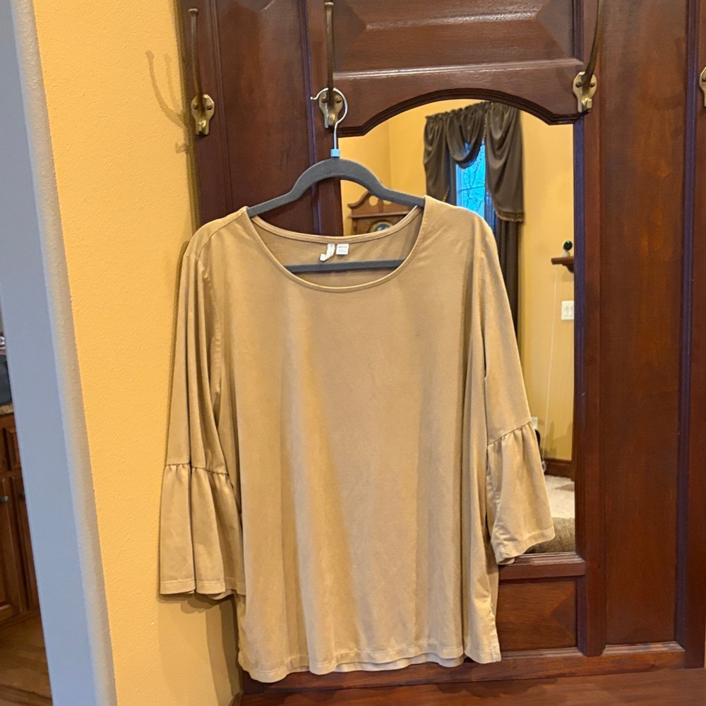 Cato Tan Bell-Sleeve Tunic Top